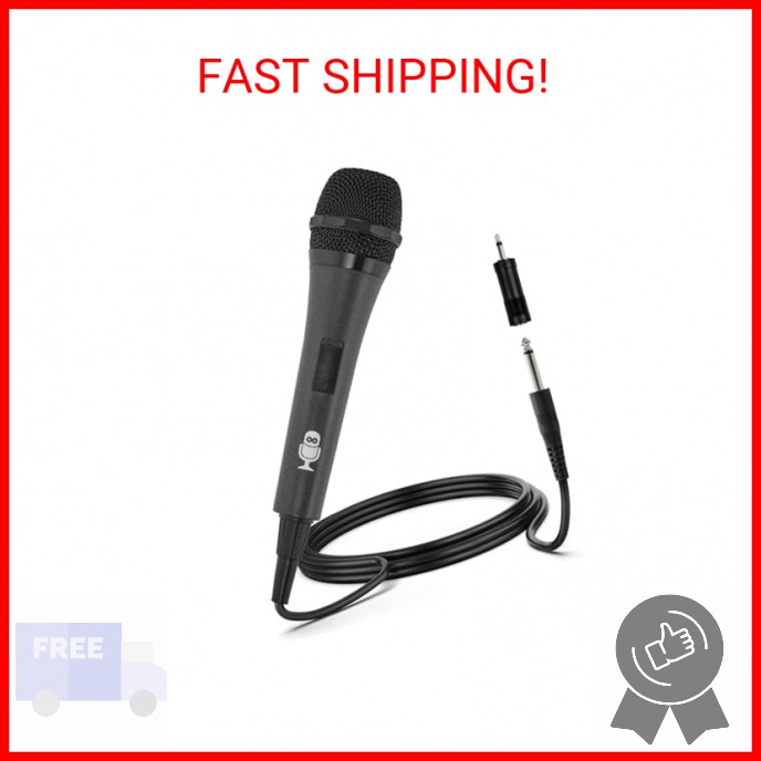 Singing Machine Wired Microphone for Karaoke, (Black) - Unidirectional Dynamic V