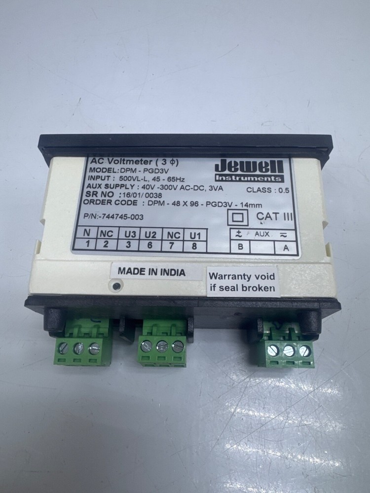 Jewell Instruments DPM-PGD3V 744745-003 AC Voltmeter