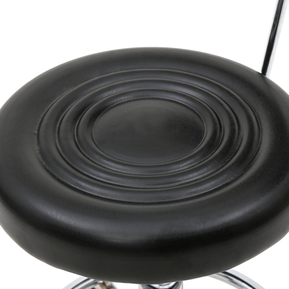 New Round Shape Adjustable Salon Stool with Back and Line Black --
