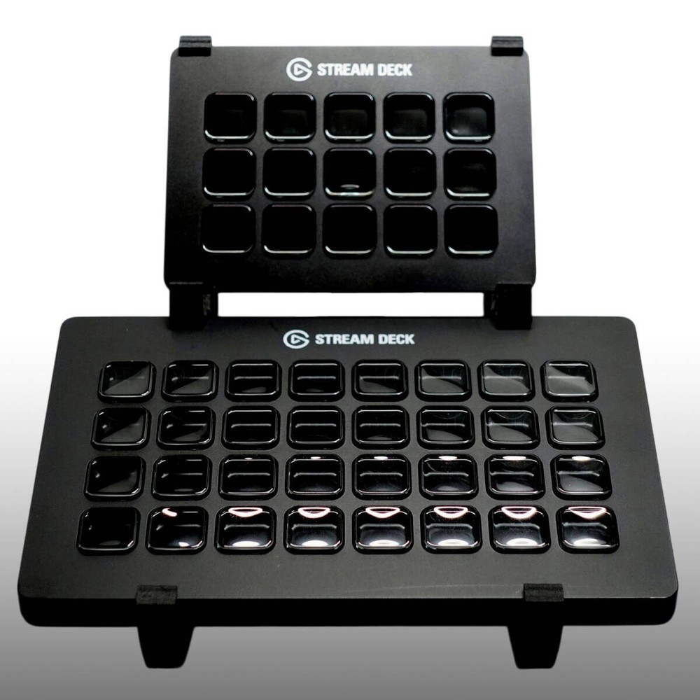 Stand for “Elgato STREAMDECK 15 keys + 32 keys XL” units placed vertically