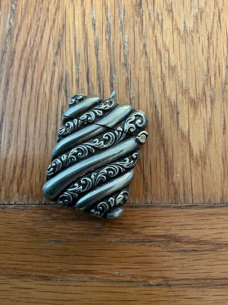 Silver plated match Vesta Case antique .