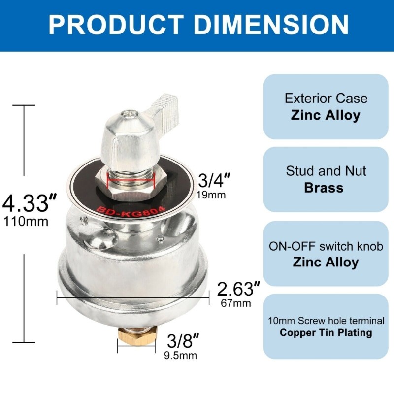 ATV Auto Car High Current Battery Quick Cut Off Disconnect Switch Fast Shut