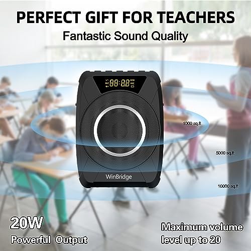 Voice Amplifier Wireless Microphone, 20W Portable PA System with Bluetooth &
