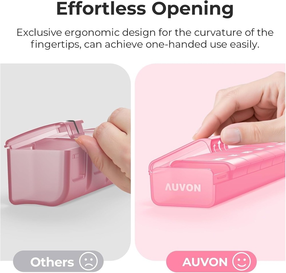 Weekly Pill Organizer with Effortless Opening Design, Arthritis Friendly Pill...