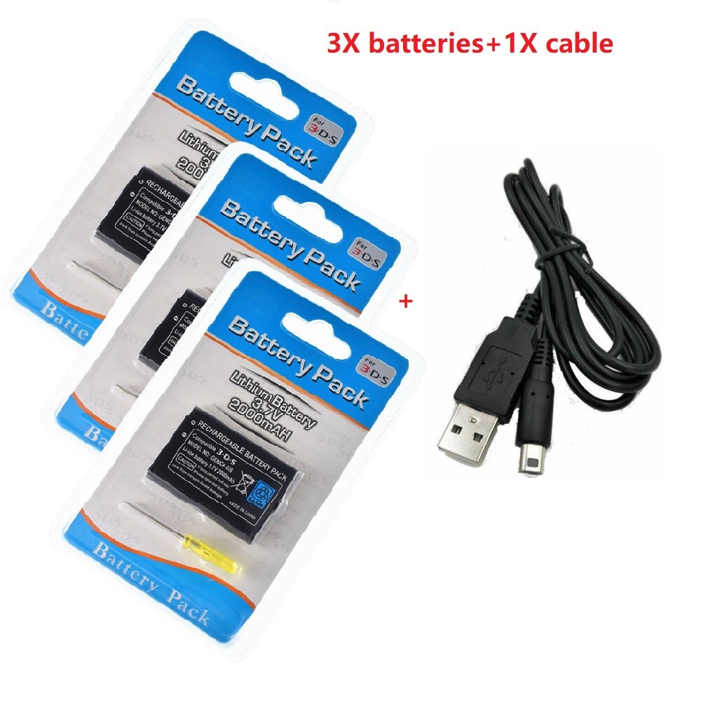 Replacement Rechargeable Battery for Nintendo 3DS 2DS CTR-003 2000mAh+ USB Power