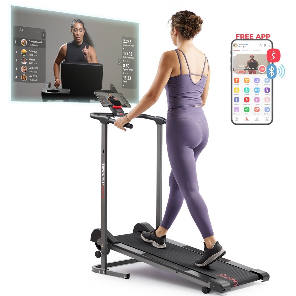 Portable Smart Manual Walking Treadmill Bluetooth Compact Foldable Non Slip Run