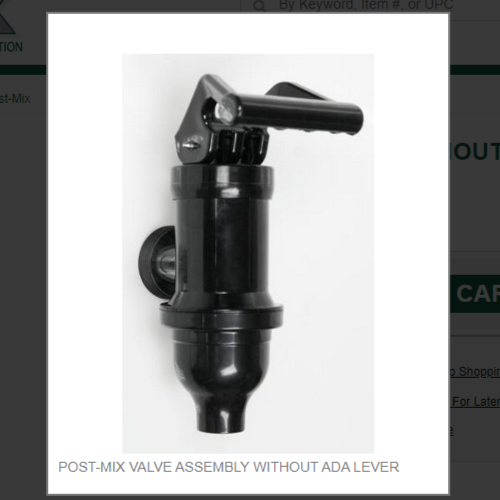POST-MIX VALVE ASSEMBLY WITHOUT ADA LEVER #637-0015