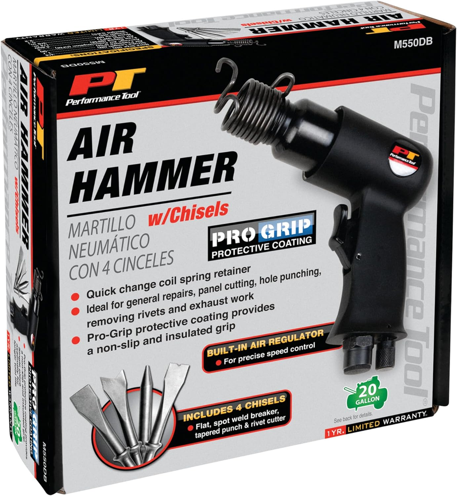 Performance Tool M550DB Air Hammer with 4 Chisels