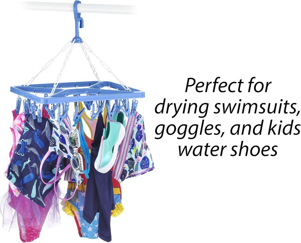 Clothes Drying Rack Plastic 26 Clips Collapsible Adjustable Portable