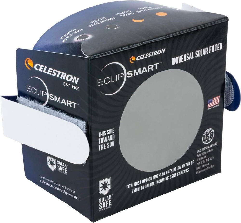 EclipSmart Folding Solar Eclipse Filter - Safe for Telescope & DSLR Cameras