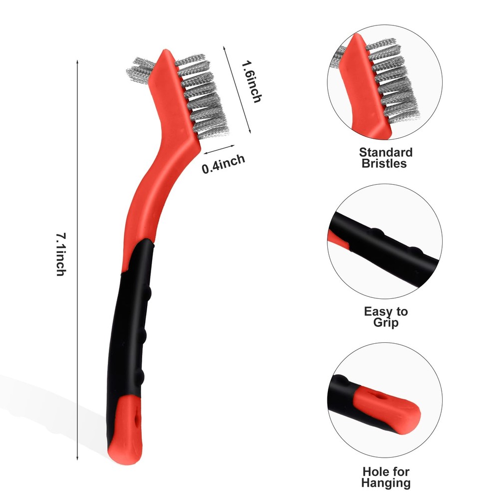 MAXMAN Wire Brush Set 6Pcs Small Wire Brushes for Cleaning Rust Remover Scrub...