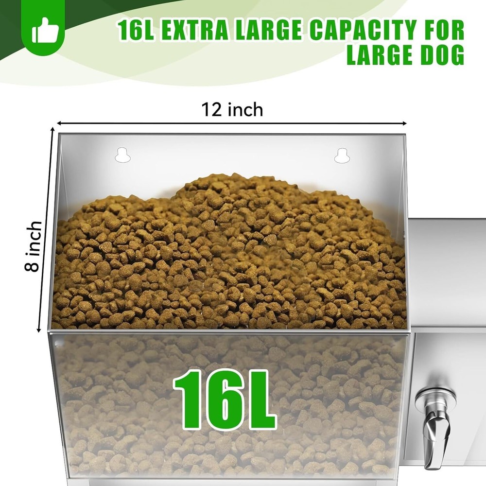 16L Auto Pet Feeder w/ Timer, Stainless Steel, Programmable for Large Pets