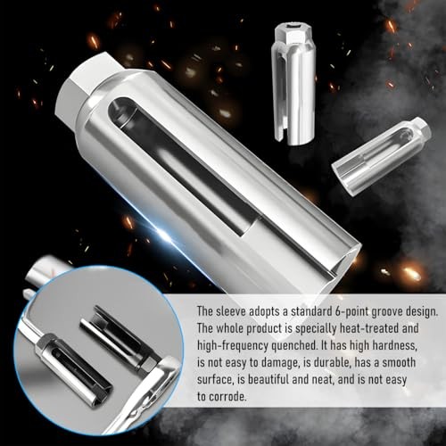 Car Oxygen Sensor Socket with Side Wire Cutout, 1/2" Drive by 7/8 18MM Black