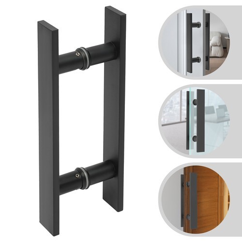Double Sided Stainless Steel Door Handle H Shape Push Pull Door Handle Black