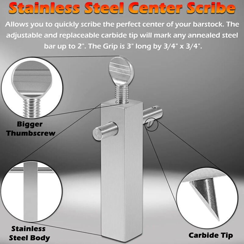 Knife Maker Center Scribe with Adjustable Carbide Tip for Blade Making & Grinder