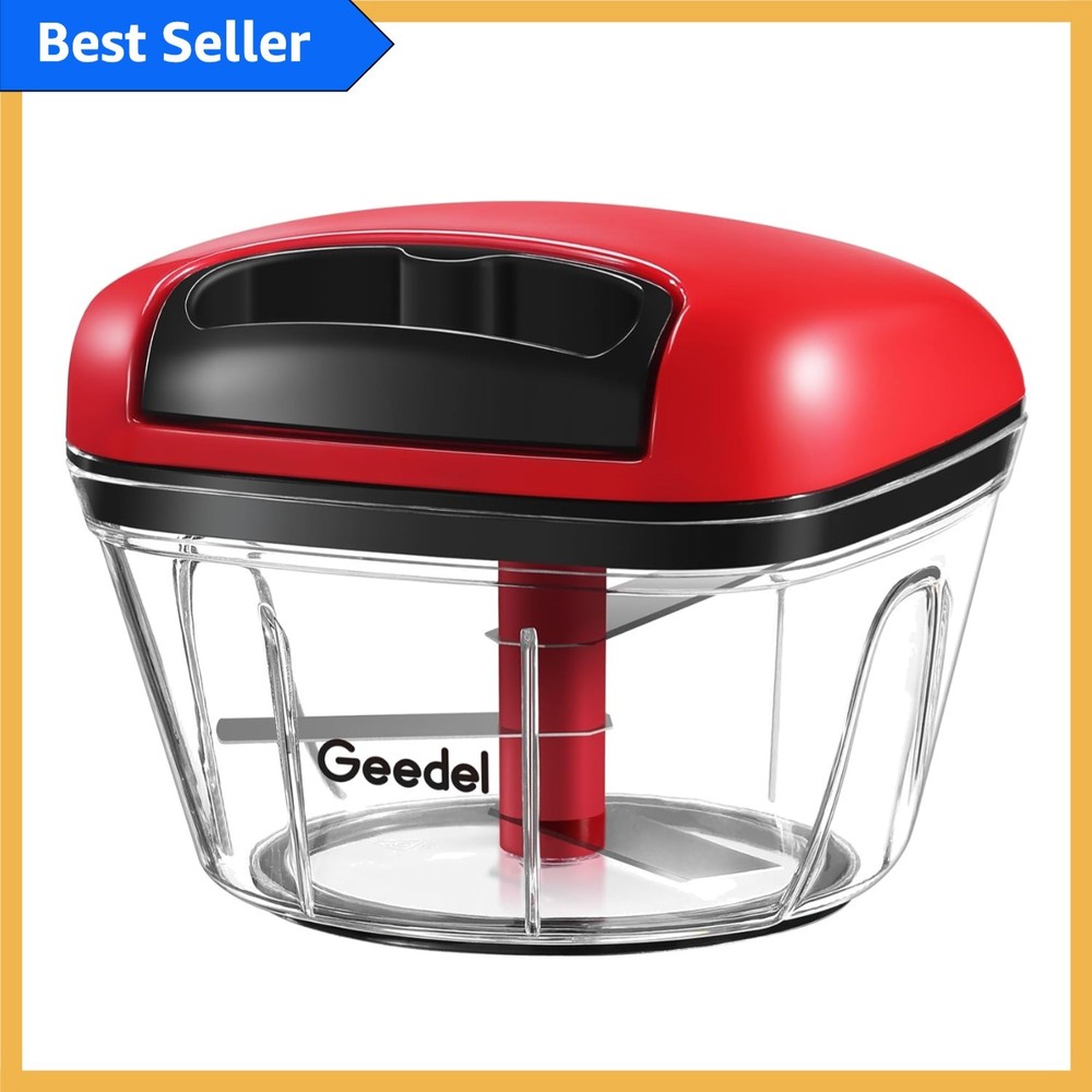 Manual Food Processor: Stainless Steel Pull Chopper with 2-Cup Capacity