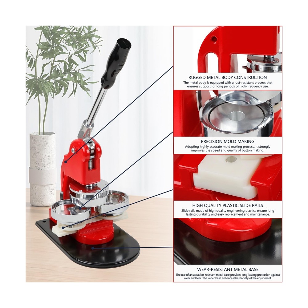Button Maker Machine Multiple Sizes, DIY Button Press Machine 1.25 inch+2.25 ...