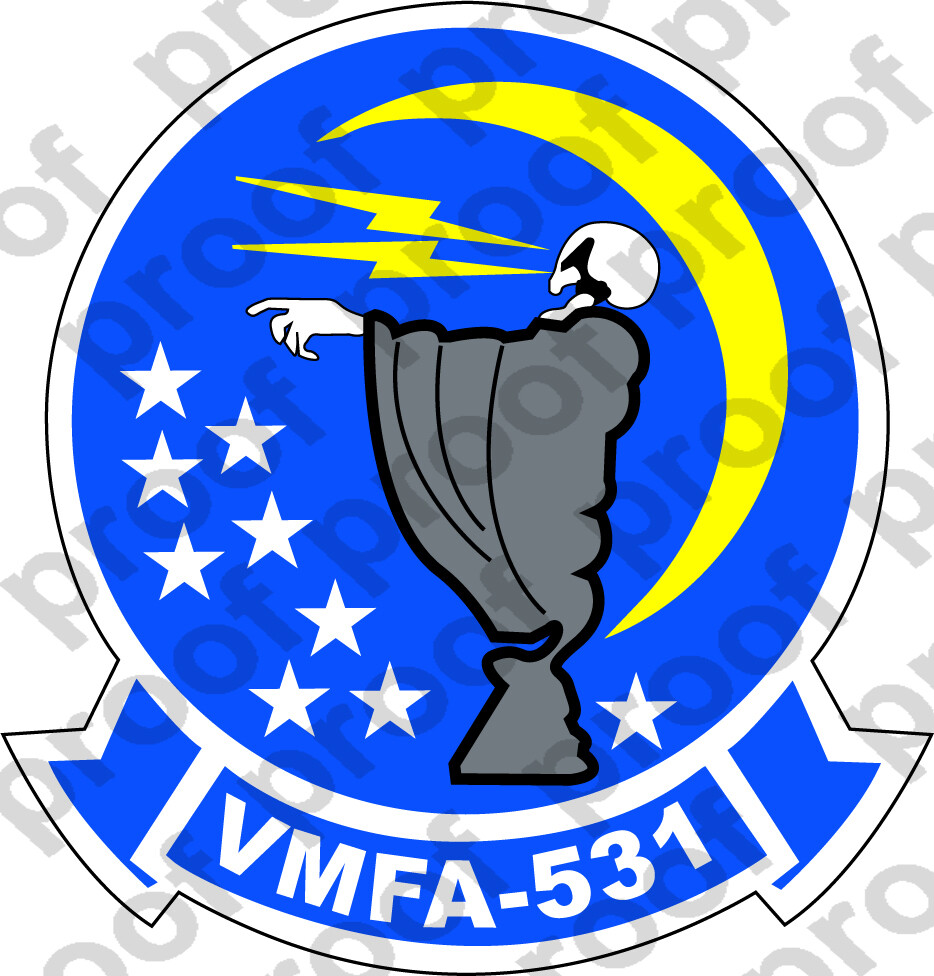 STICKER USMC VMFA 531 GREY GHOSTS   ooo USMC Lisc No 20187