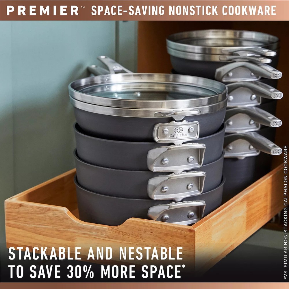 NEW! Calphalon Premier Space-Saving Hard-Anodized Nonstick Cookware Set, 10 Pcs