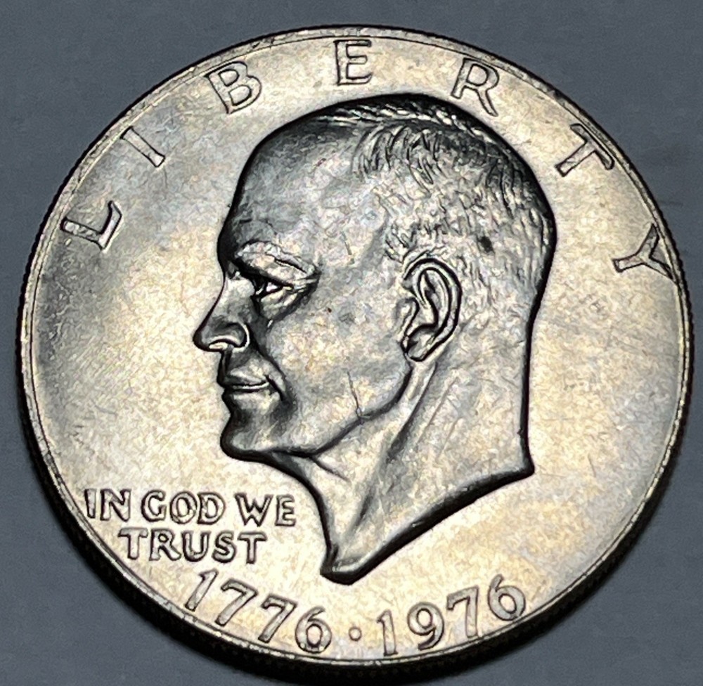1776-1976 P Eisenhower Dollar Errors Type 1 Die Crack Errors Rainbow Toning UC