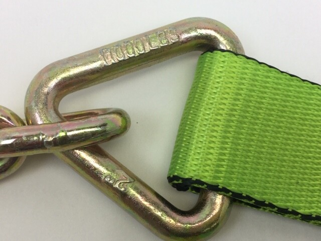 8 pt Kit 14 Hi-VIZ TECNIC Webbing Rollback / Flatbed Car Tie-Down w/ Chain Tails