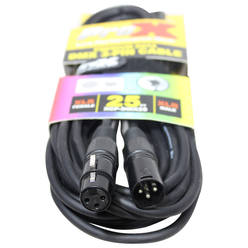 18 Pack 3 Pin DMX 25' ft Stage Lighting Shielded Cables By PRO X