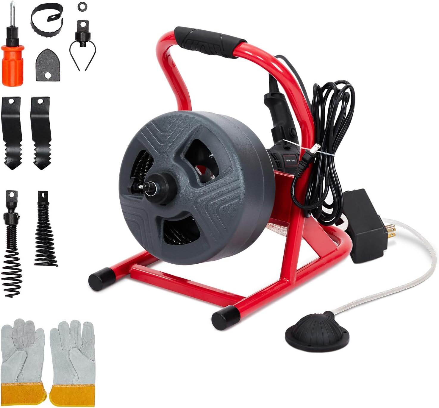 50Ft x 5/16" Drain Cleaner Machine Drain Auger Sewer Snake Plumbing with Cutters