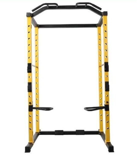  1000lb Capacity Multi-Function Adjustable Power Cage Power Rack Yellow 