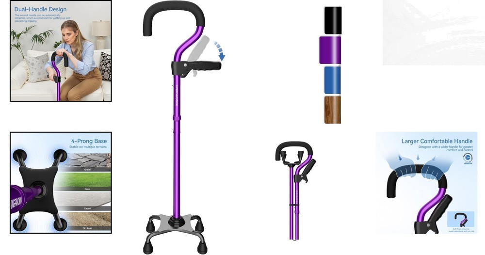 Adjustable Folding Cane for Stability - Ideal for Recovery & Mobility