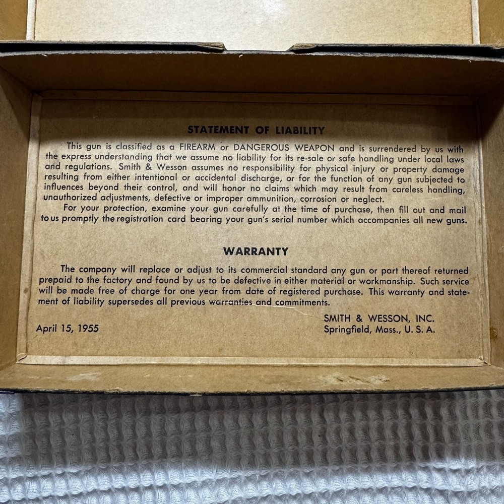 Smith & Wesson .38 Chiefs Special Model 36 Box Only 1955 Original