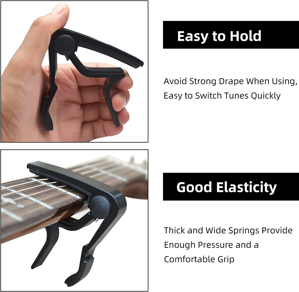 Guitar Capo for 6-String Acoustic and Electric with 2 Picks