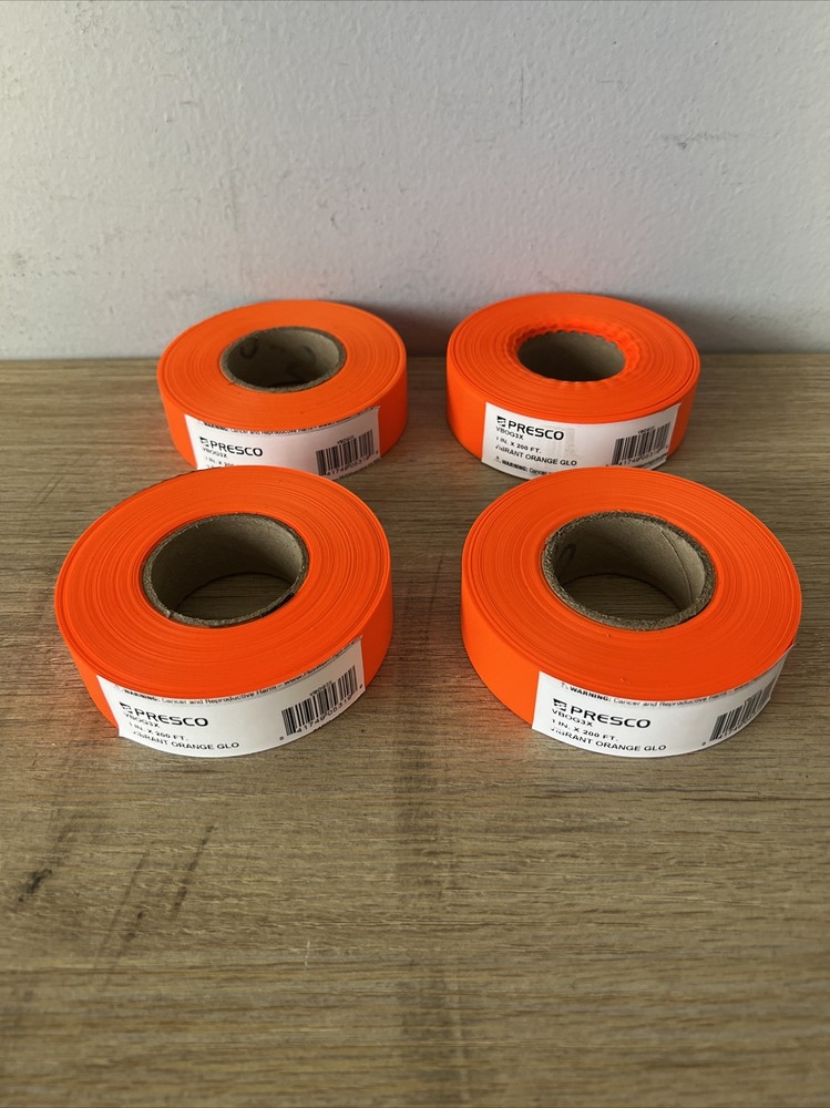 Neon Orange High Visibility Flagging Tape (4 PACK)