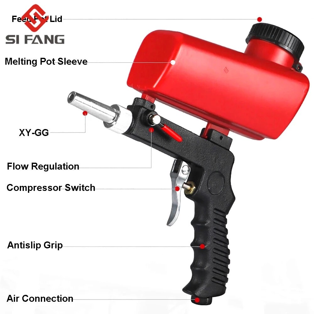 Handheld Gravity Feed Pneumatic Sandblasting Gun Sand Blaster Spray Remove Tools