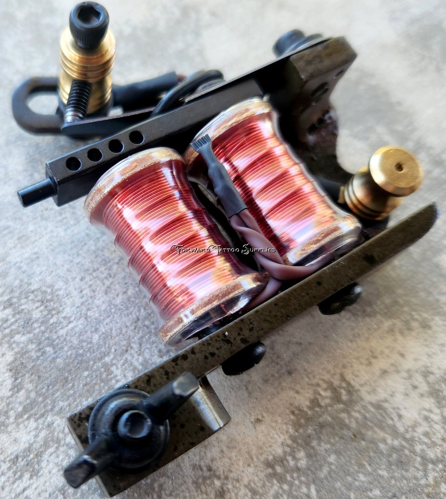 Old School Walker Liner Tattoo Machine Phenolic Red Wire Brown Handmade Forward