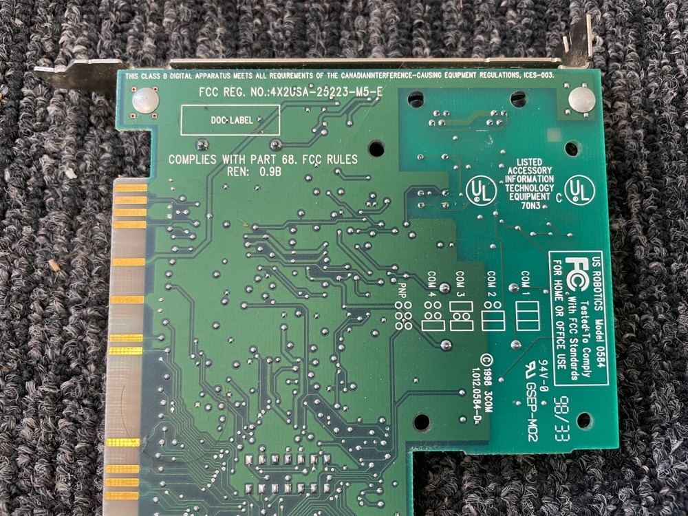 3 Com / US Robotics 0584 56k Internal ISA Card Modem - Tested, Working