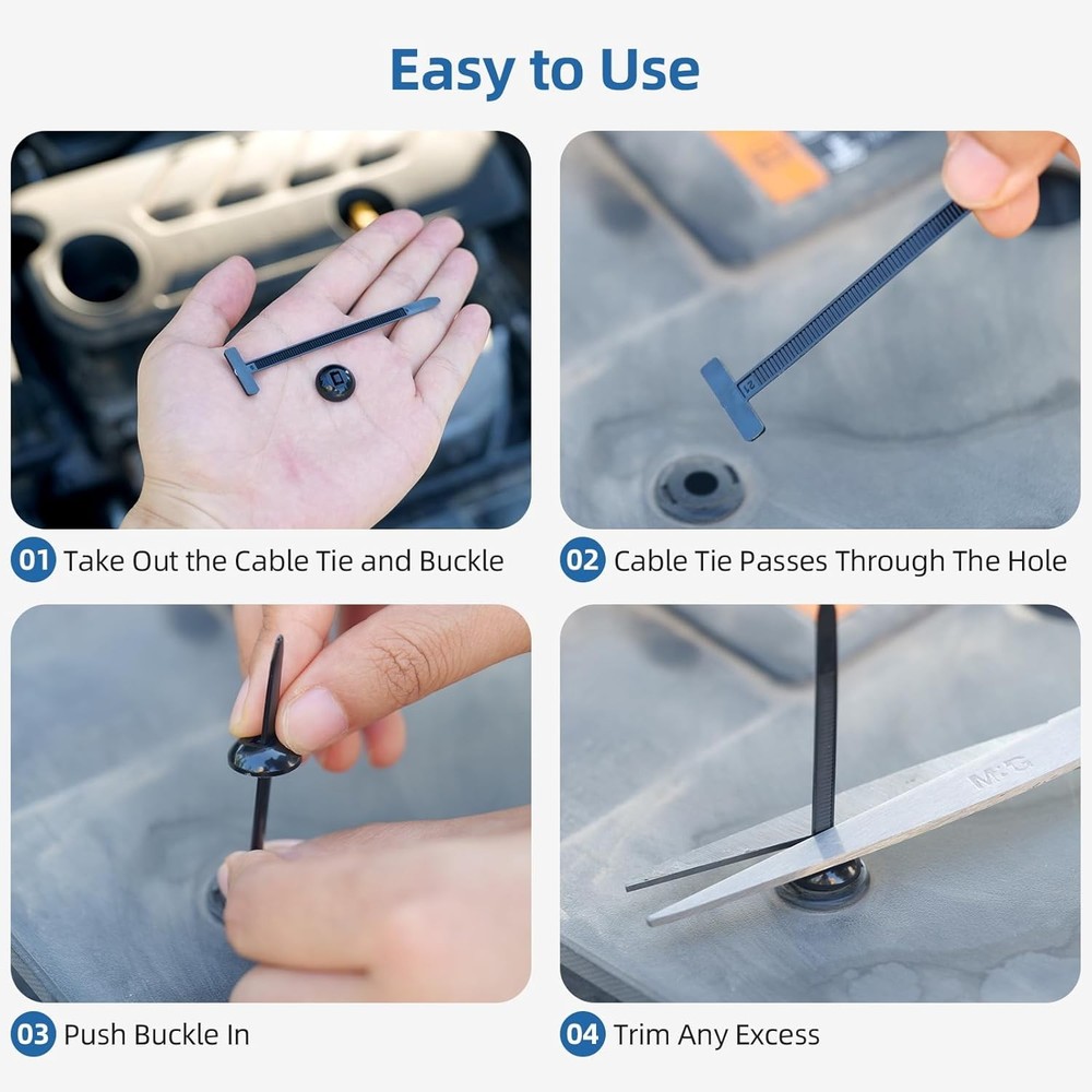 Nylon Universal Cable Tie Buckle for Car - Self-Locking and Easy Install