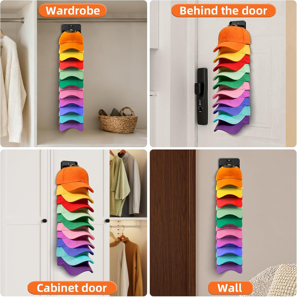 Spring-Loaded Hat Organizer for Baseball Caps (2 Pack) – Holds 20 Caps, Quick In