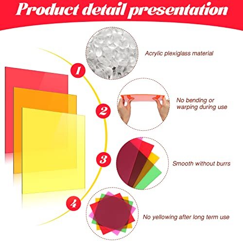 12 Pack Colored Translucent Acrylic Sheet 0.12 Inch Thick Acrylic Sheets for ...