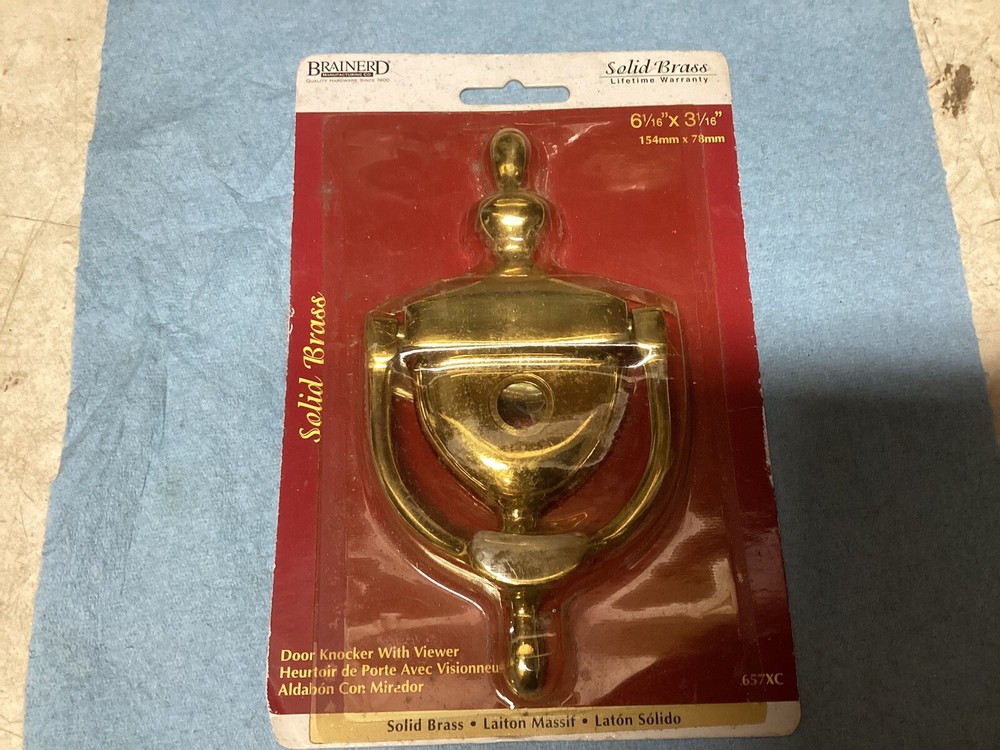 brainerd solid brass Door knocker with viewer NOS 2001 Part Number 657xc