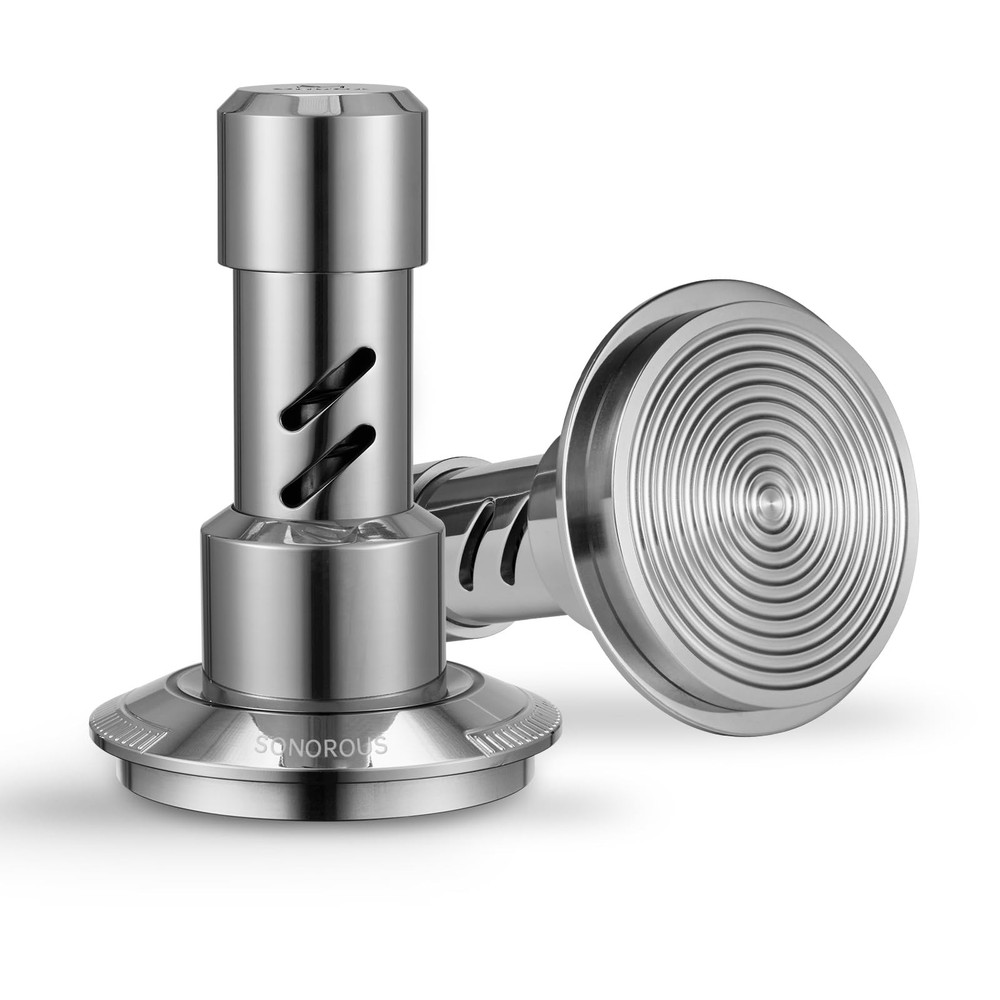 58mm Espresso Tamper with Sound Feedback - 4-Spring System for Consistent Tam...
