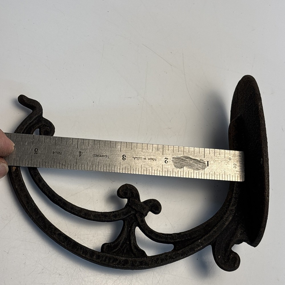 Antique Cast Iron Half Round Gutter Bracket 5½” Ornate Scroll