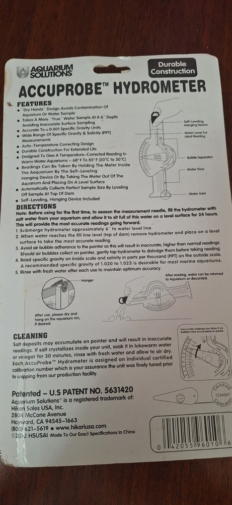 Accuprobe Hydrometer Aquarium Solutions Salinity Tester Hikari