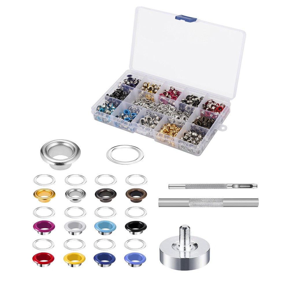 600Set 12Colors 5mm Copper Grommet Eyelet Snap Button Kit With Install Tool