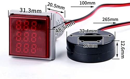 with Three-Digit Display AC Current, Voltage, Frequency Indicator, 22mm Green