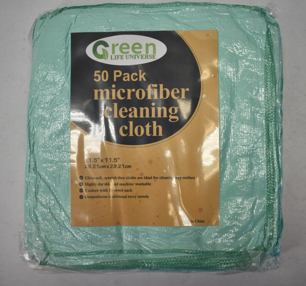 Green Life Universe Microfiber Cleaning Cloths 50 Pack Highly Absorbent