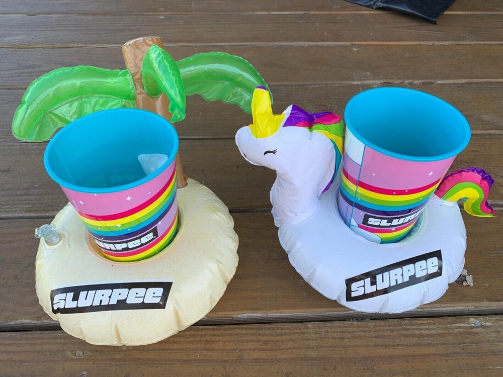 Unicorn & Palm Tree Inflatable Floating Cup Drink Beverage Pool Float
