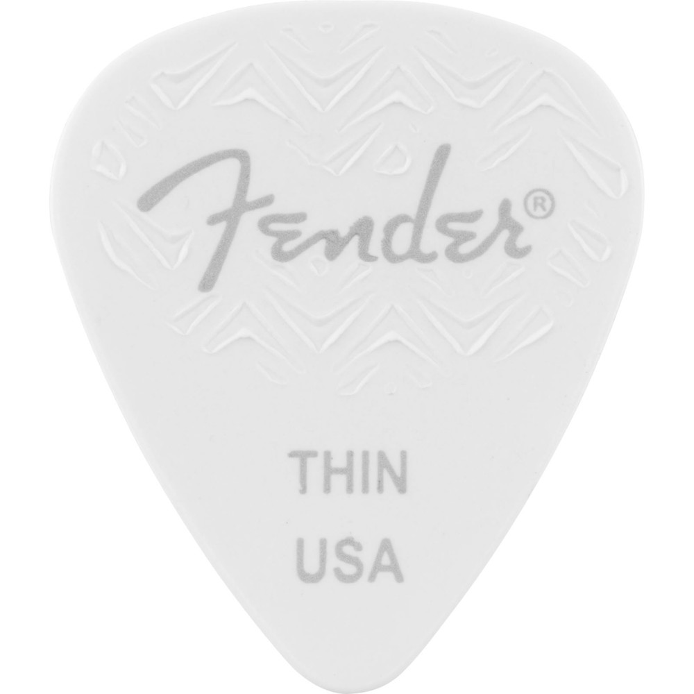 Fender 351 Shape Wavelength Celluloid Guitar Picks, Thin, White, 6-Pack