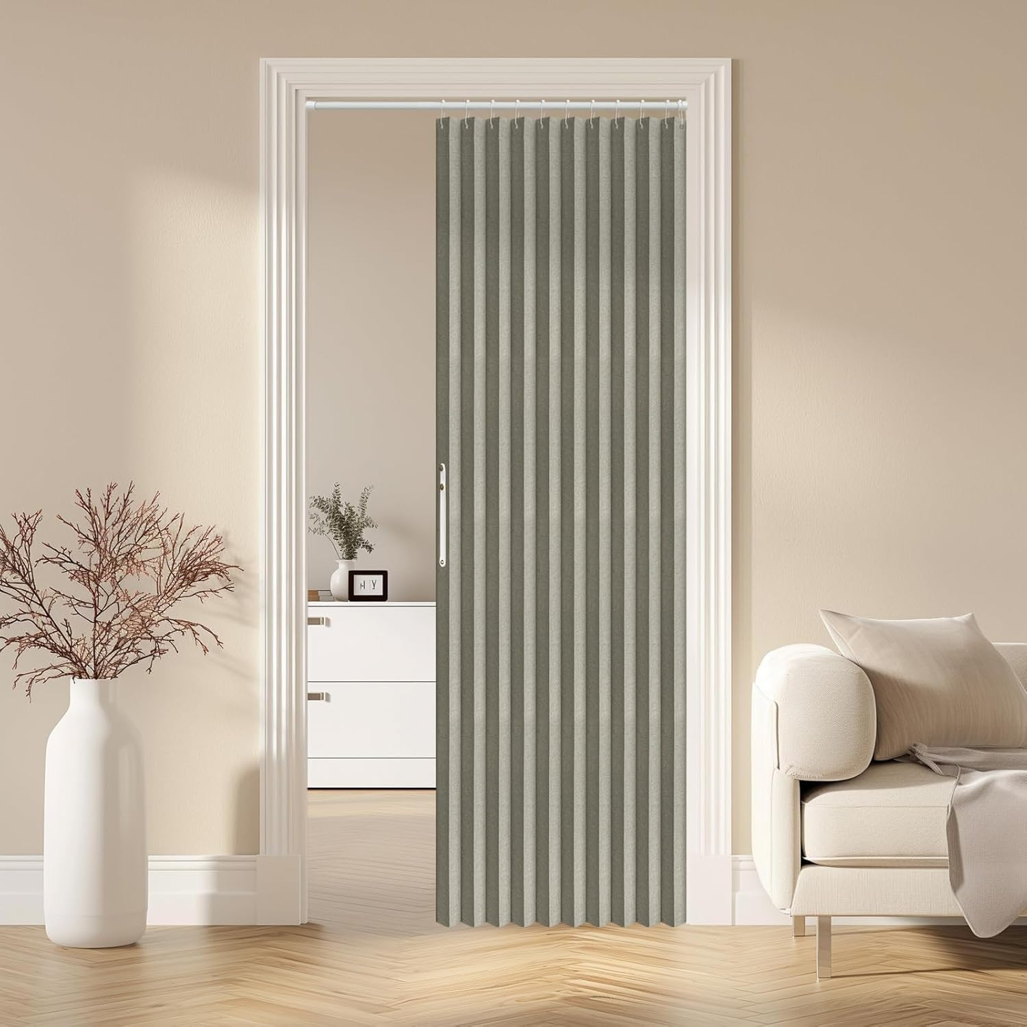 100% Blackout Accordion Door Magnetic Door Curtain Folding Closet Doors C
