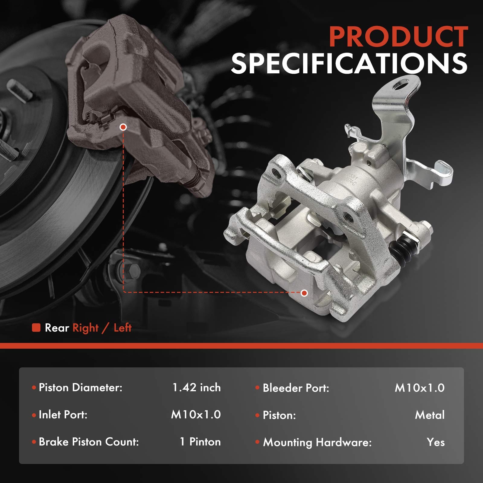 Pair Rear Side Brake Calipers for Nissan Sentra 2020 2021 2022 2023 2024 2025