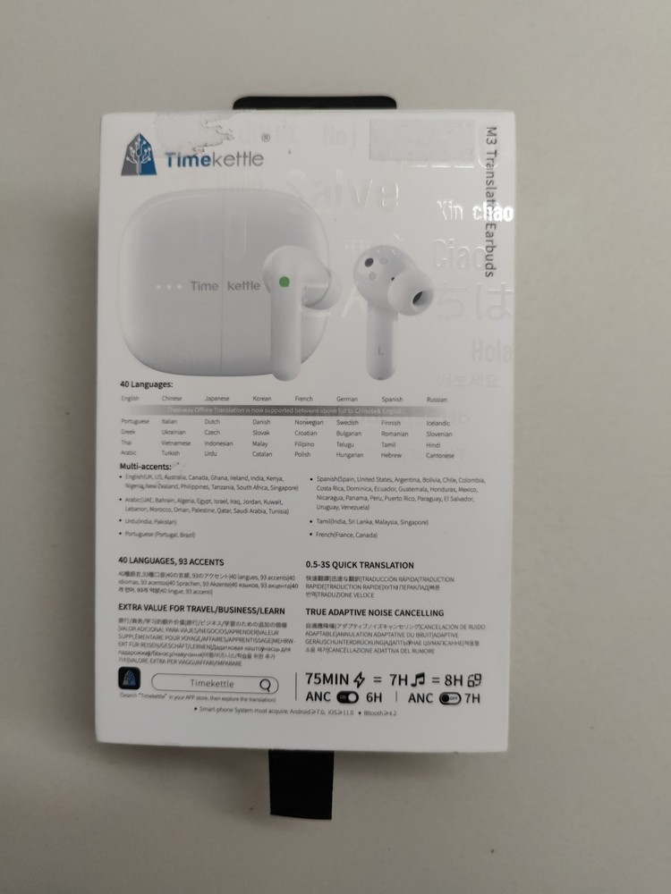 Timekettle M3 Translator Earbuds Support 40 Languages, White